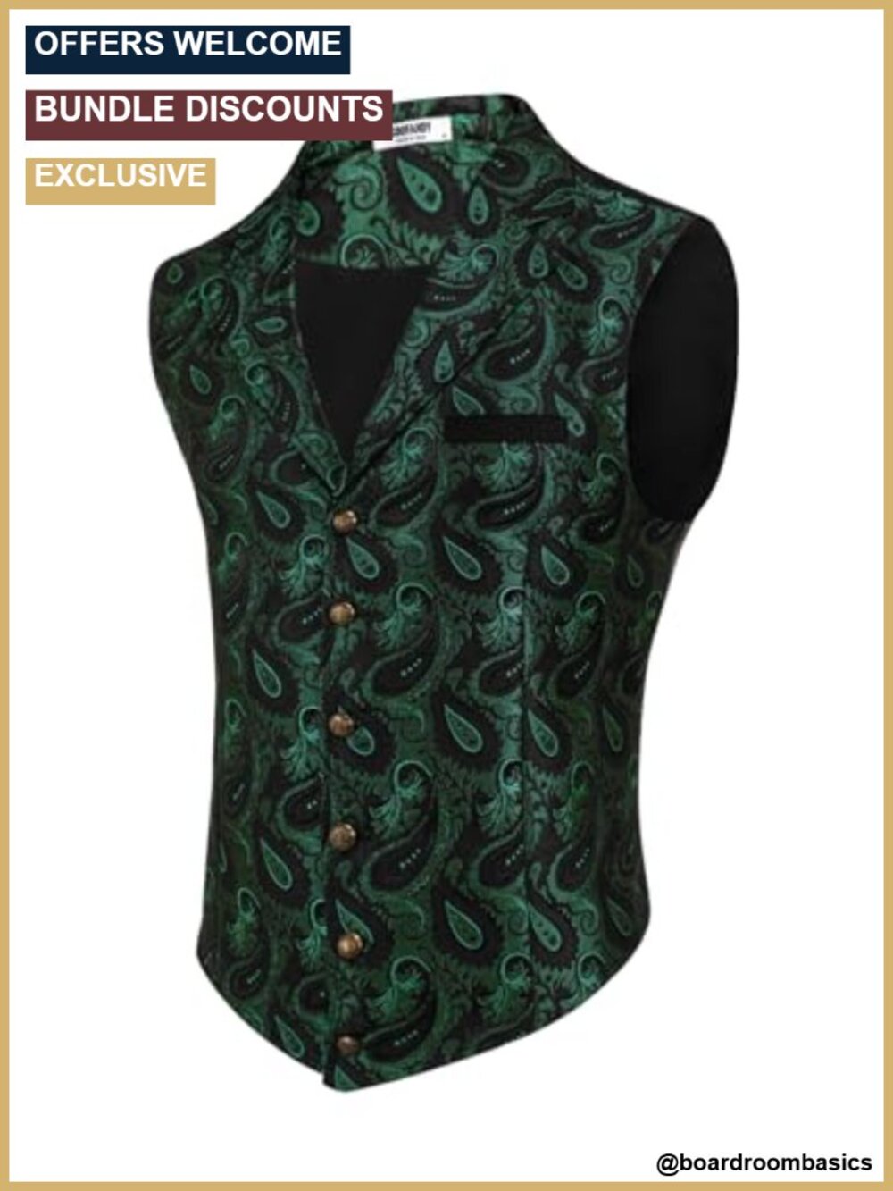 Men's Paisley Floral Suit Vest Notched Lapel Formal Waistcoat